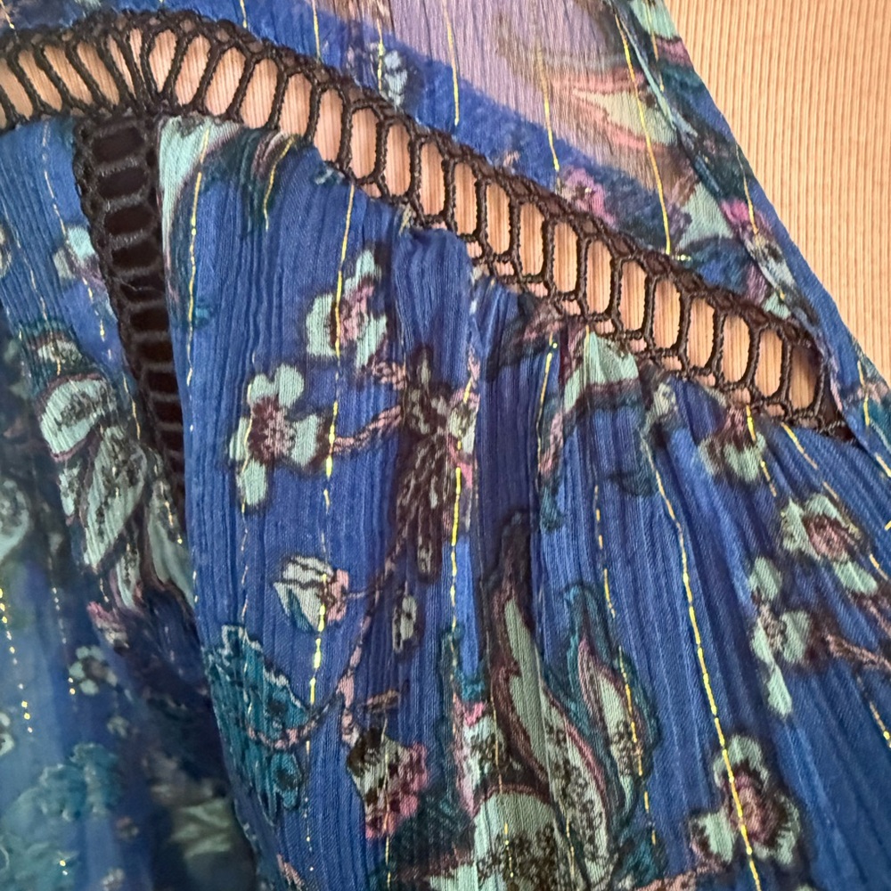 BA&SH BASH Silk Blouse Paisley Top Shirt Sheet Silk Metallic, Size 1, XS, S - Picture 4 of 10
